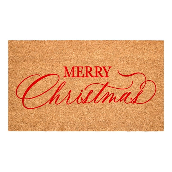 Red Christmas Calligraphy Doormat, 17" x 29"