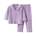 thumbnail image 3 of Ruyang Girls Bedroom 2 Piece Outfits Kids Cute Clothing Set Cute Button Down Long Sleeve Shirts Cotton Pants Set Pockets, 3 of 3