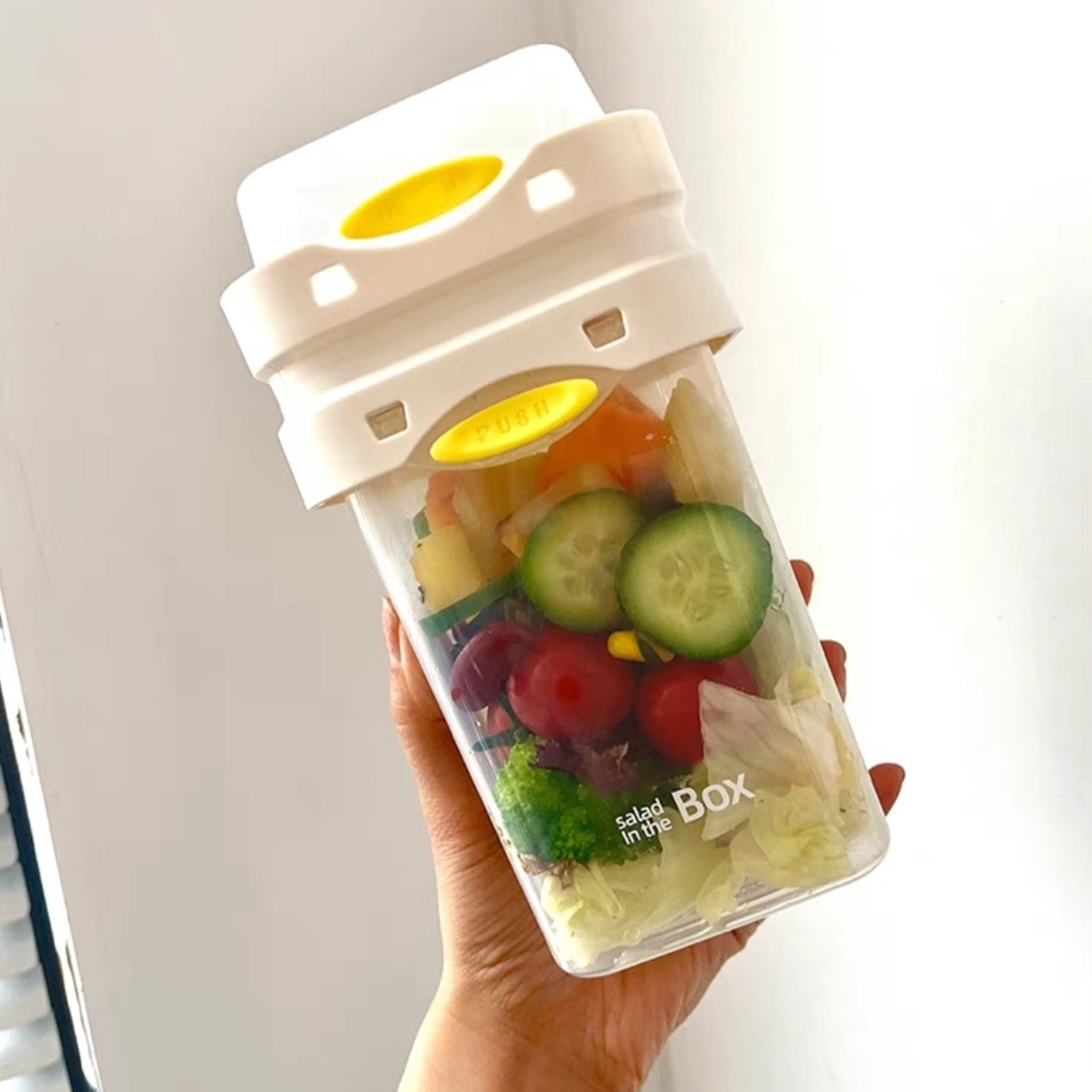 Homelife Portable Yogurt Cup with Spoon Reusable Snack Container Multifunctional Parfait Jar BPA-Free Milk Jar with Separate Compartment