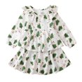 thumbnail image 1 of Filles Tout-Petits à Manches Longues Poupée Col Arbre de Noël Robe d'Impression, 1 of 6