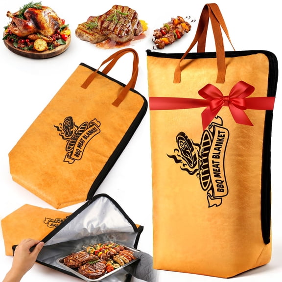 BBQ Blanket for Resting Meat, 21'' Meat Resting Bag for Beef Cloth, 5-Layer Heat Retention Rest ez BBQ Blanket for Brisket, Turkey, Pork Shoulder, Gifts for Men