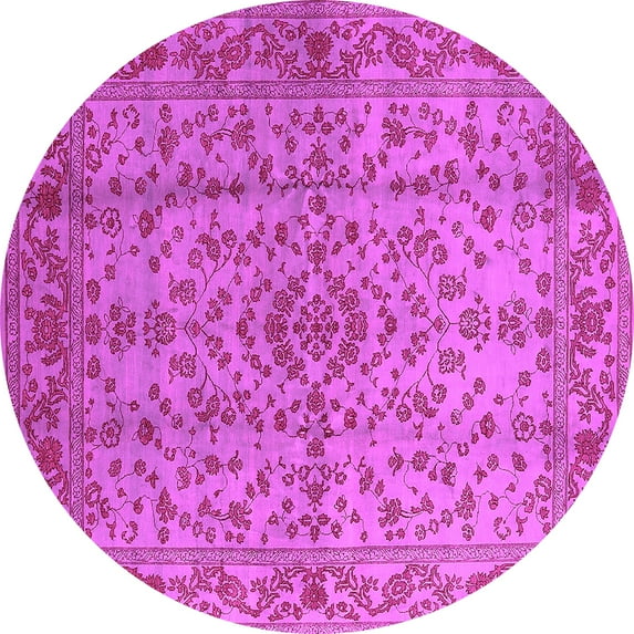 Ahgly Company Indoor Round Oriental Pink Industrial Area Rugs, 7' Round