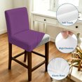 thumbnail image 4 of Dark Purple Bar Stool Cover Set of 4, Farmhouse Solid Purple Color Modern Art Stretch Bar Chair Cover, Removable Washable Pub Counter Stool Chair Slipcover for Kitchen Dining Room Pub Cafe, 4 of 9