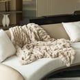 thumbnail image 6 of 50 in. x 60 in. Rached Faux Fur Cozy Throw Blanket - Decorative Plush Blanket for Sofa and Bed, Soft and Comfortable Home Accent, Stylish Living Room and Bedroom Decor, Warm Winter Blanket, Tan, 6 of 6