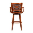 thumbnail image 3 of Hugo 34 Inch Swivel Barstool, Wood, Open Rolled Arms, Bonded Leather, Brown, 3 of 5