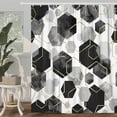 thumbnail image 2 of Zrodlmo Geometric Shower Curtain with Hooks, Modern Waterproof Fabric Bathroom Curtain, 72" x 72", Black, 2 of 7