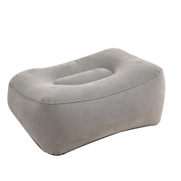 Lot de 2 Coussins Repose-Pieds Gonflables pour Avion Améliorent la Circulation Sanguine Gris en PVC Floqué Rectangulaire