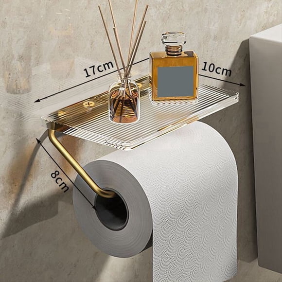 Porta Rollos de Papel Higiénico para Pared, Portarrollos Sin Perforar, Accesorios de Baño, Color Dorado