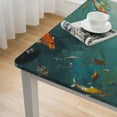 thumbnail image 4 of nygtbtfer with Elastic Edge, Square Fitted Table Cloth, Wipeable Table Cover for Indoor Party Kitchen Dinner Fits Diameter Square Table, Colorful Ocean Fish Seagulls white, 4 of 7