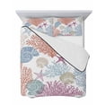 thumbnail image 7 of Quilts Twin Size Bedding Set, Red Blue Coastal Lightweight Quilted Comforter, Coral Conch Starfish Nautical Ocean Soft Reversible Bedspread Coverlet with Pillow Covers for All Season, 68" x 86", 7 of 7