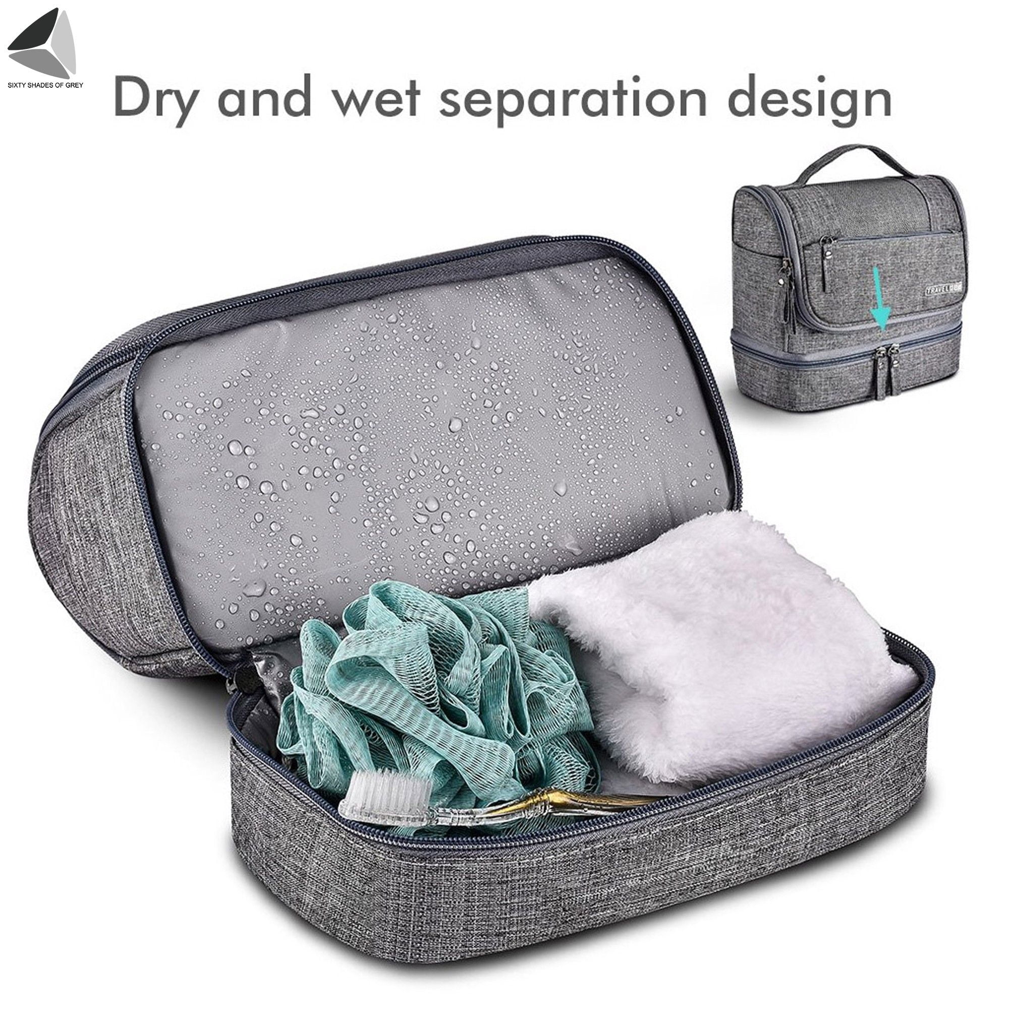 PULLIMORE Large Hanging Toiletry Bag for Women and Men, Travel Toiletry Bag Organizer for Toiletries, Cosmetics, Makeup Bag with Mesh (Black)