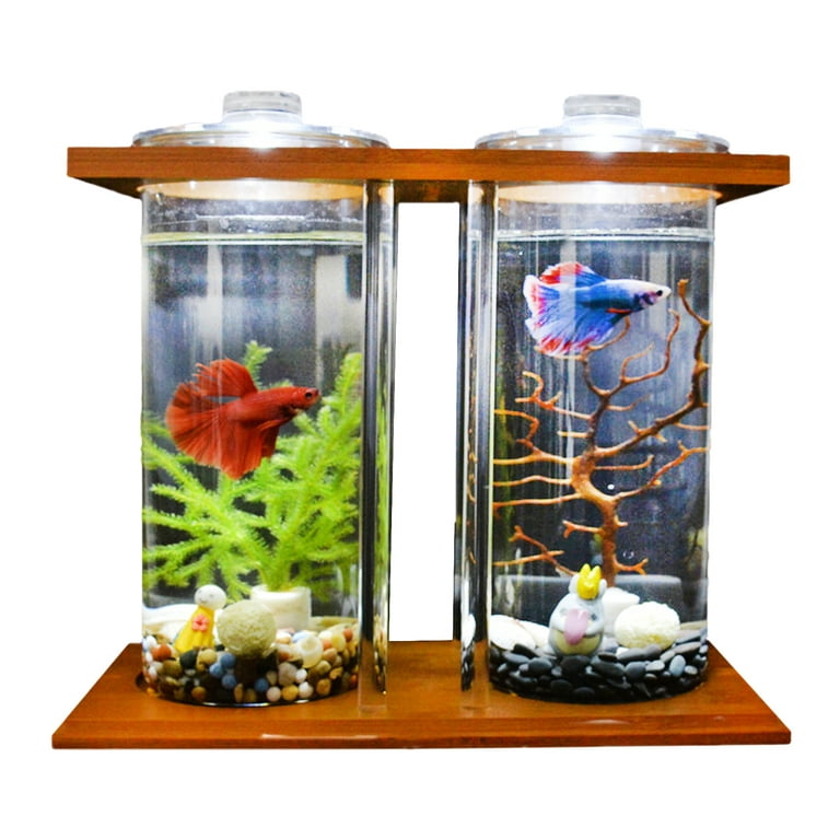 Bamboo and Wood Ecological Fish Tank Desktop Mini Fish Tank Aquarium Small  Fish Tank Fighting Fish Tank