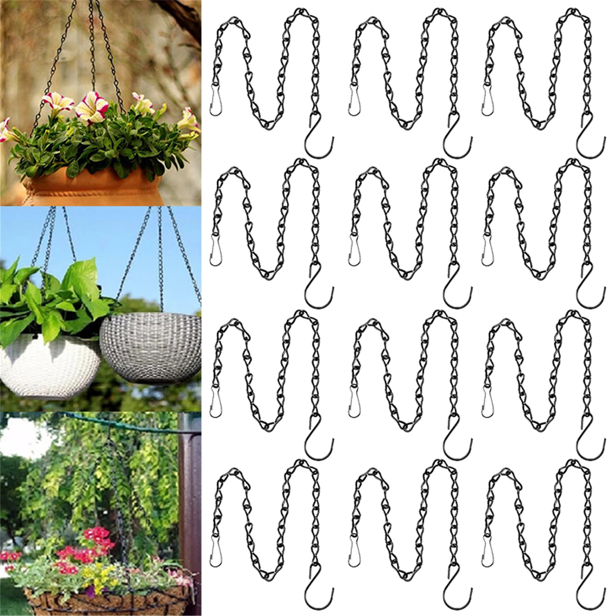 Elbourn 12PCS Black Hanging Chains Hook with S Shaped Hook for Hanging