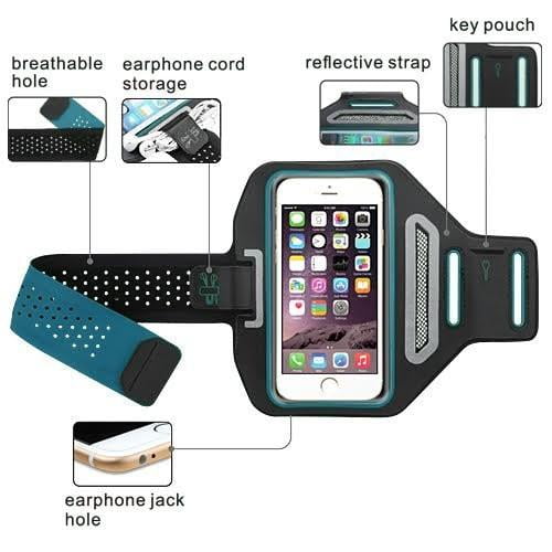 HAISSKY Premium Running Armband Sports Phone Arm Case Holder Water Resistant Cell Phone Armband for iPhone Xs/XS Max/XR/X/8 Plus Galaxy S10/S10e/S10+/S9/S9/Note 9 and More Workout Band & Key Holder
