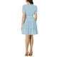 thumbnail image 3 of INSPIRE CHIC Vestido corto de doble capa con cuello atado, mangas fruncidas y cintura elástica en A, XL, azul claro, 3 of 7