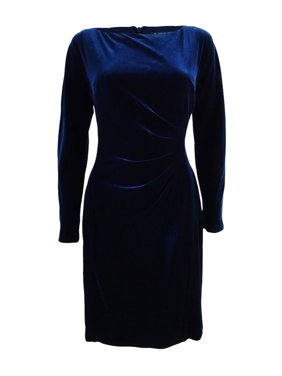 ralph lauren blue velvet dress