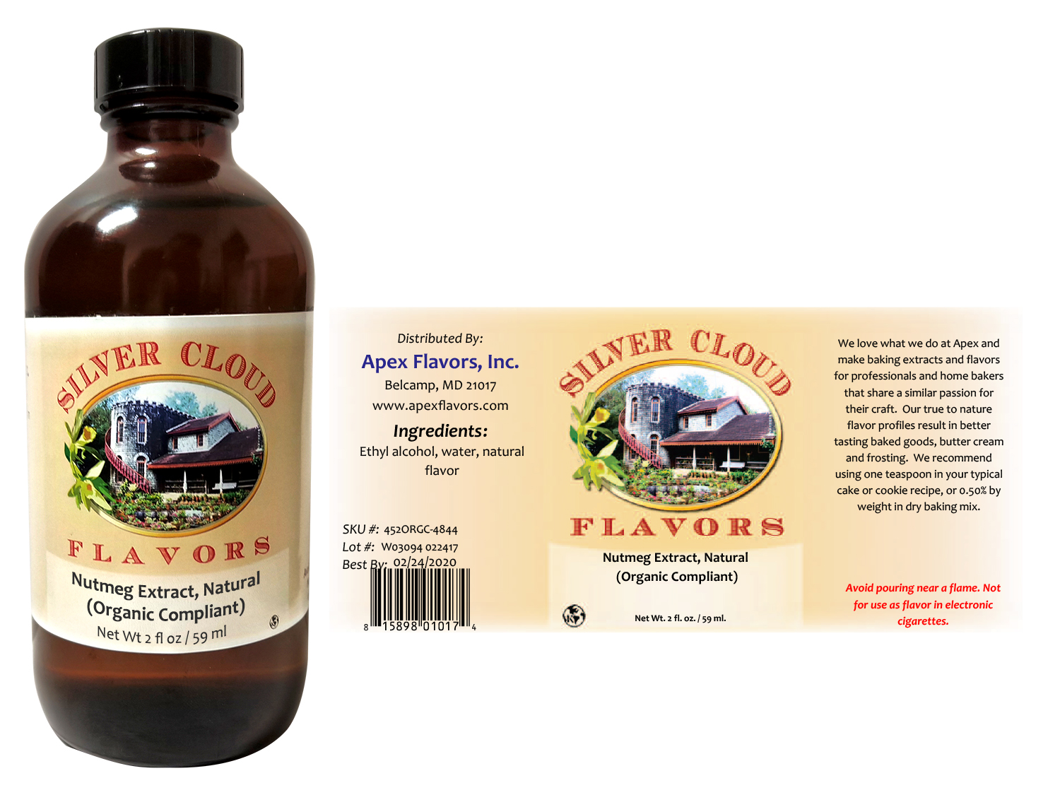 Nutmeg Extract, Natural Compliant) 2 fl. oz. glass bottle