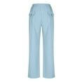 thumbnail image 5 of YUGYXL Women's Cotton Linen Long Pants Plus Size Loose Lounge Pants Office Wide Leg Pants with Multiple Pockets Beach Pants Light Blue XL, 5 of 6