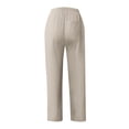 thumbnail image 6 of LWavelet Mens Lightweight Linen Lounge Pants Elastic Waist Drawstring Sleep Pants Khaki L, 6 of 7
