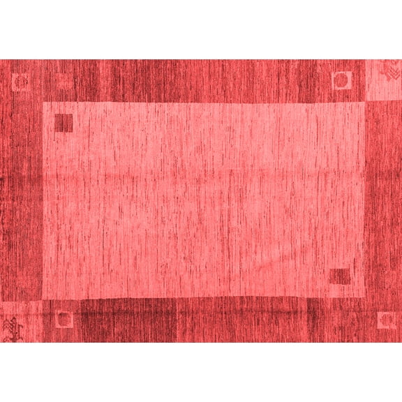 Ahgly Company Indoor Rectangle Abstract Red Modern Area Rugs, 2' x 4'