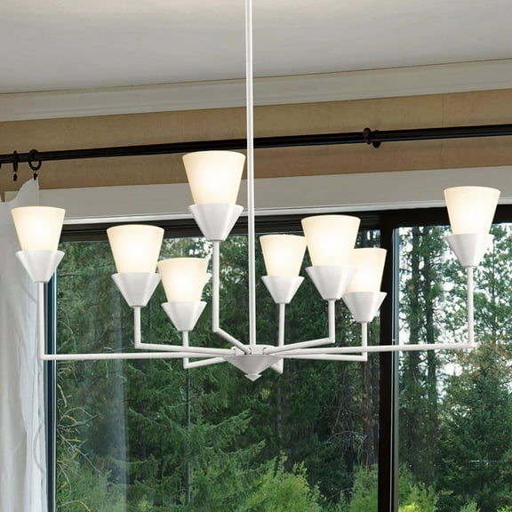 Luxury Cottagecore Chandelier, White Plaster, UHP5042