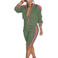 thumbnail image 1 of Innerwin Survêtements Veste et Shorts Femmes Deux Pièces Tenue de Sport Manches Longues Régulier Jogger Ensemble Vert Rose Rouge S, 1 of 2