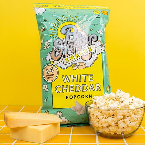 (2 pack) Be Happy Snacks D'Amelio White Cheddar Popcorn, Gluten-Free, 5 oz