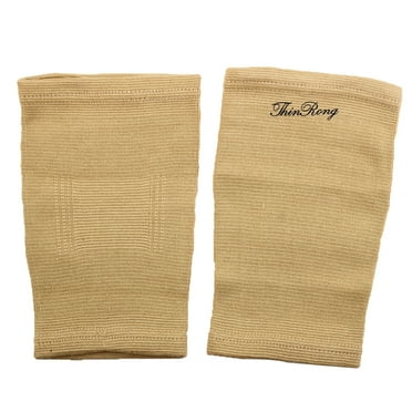 1 Pair Knee Brace Elastic Fabric Khaki Knee Compression Sleeve for Running