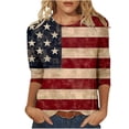 thumbnail image 2 of Conairie Women Patriotic T Shirts 3/4 Sleeve Crew Neck Loose 4th of July Shirt With American Falg Print Summer Trendy Casual Tops Red XXL, 2 of 7