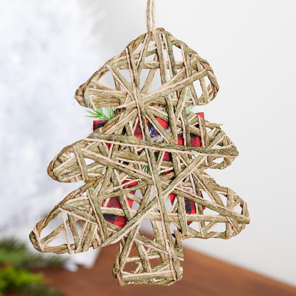 4pc Woven Jute Tree-Shaped Ornaments - for Christmas Decor - Factory Direct Craft