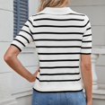 thumbnail image 7 of Elabch Womens Short Sleeve Tops Striped Sweater Pullover Lapel Knit Short Sleeve Sweater Tops Black L, 7 of 7