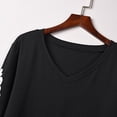 thumbnail image 6 of Babysbule Womens Clearance Tops Women's Lace Three Quarter Sleeve V-Neck T-Shirt Loose Shirts Casual Tee Tops, 6 of 8