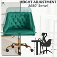 thumbnail image 5 of Velvet Office Swivel Chair, Vanity Fabric Desk Pretty Fancy Gold Office Chairs for Girls, 360°Swivel Height Adjustable Reception Chair (Green), 5 of 10