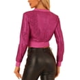 thumbnail image 3 of CHAQUETA BOMBER CORTA CON CREMALLERA Y LENTEJUELAS INSPIRADA EN CHIC PARA MUJERES M COLOR ROSA FUCSIA, 3 of 6