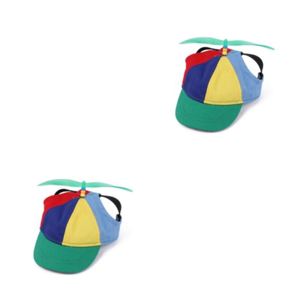 Greeniant Sombrero de hélice de algodón para mascotas Desmontable A prueba de sol Transpirable Característica Reemplazo ajustable Cap Verde S 2piezas