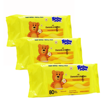 Ricitos de Oro Baby Wipes with Chamomile and Aloe Vera, 3 Pack (240 Count)