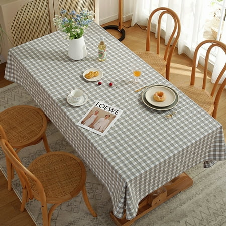 

Niuer Tablecloth Washable Table Cloths Covers Rectangle Tablecloths Plaid Cotton Linen Oil-Proof Luxury Home Decor Beige Coffee 110*160cm