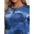 thumbnail image 5 of Conjunto de pijama de teñido anudado para mujer INSPIRE CHIC, camiseta de cuello redondo de manga corta con pantalones cortos, 2 piezas de ropa de casa, sudadera, traje de chándal XS azul profundo, 5 of 5