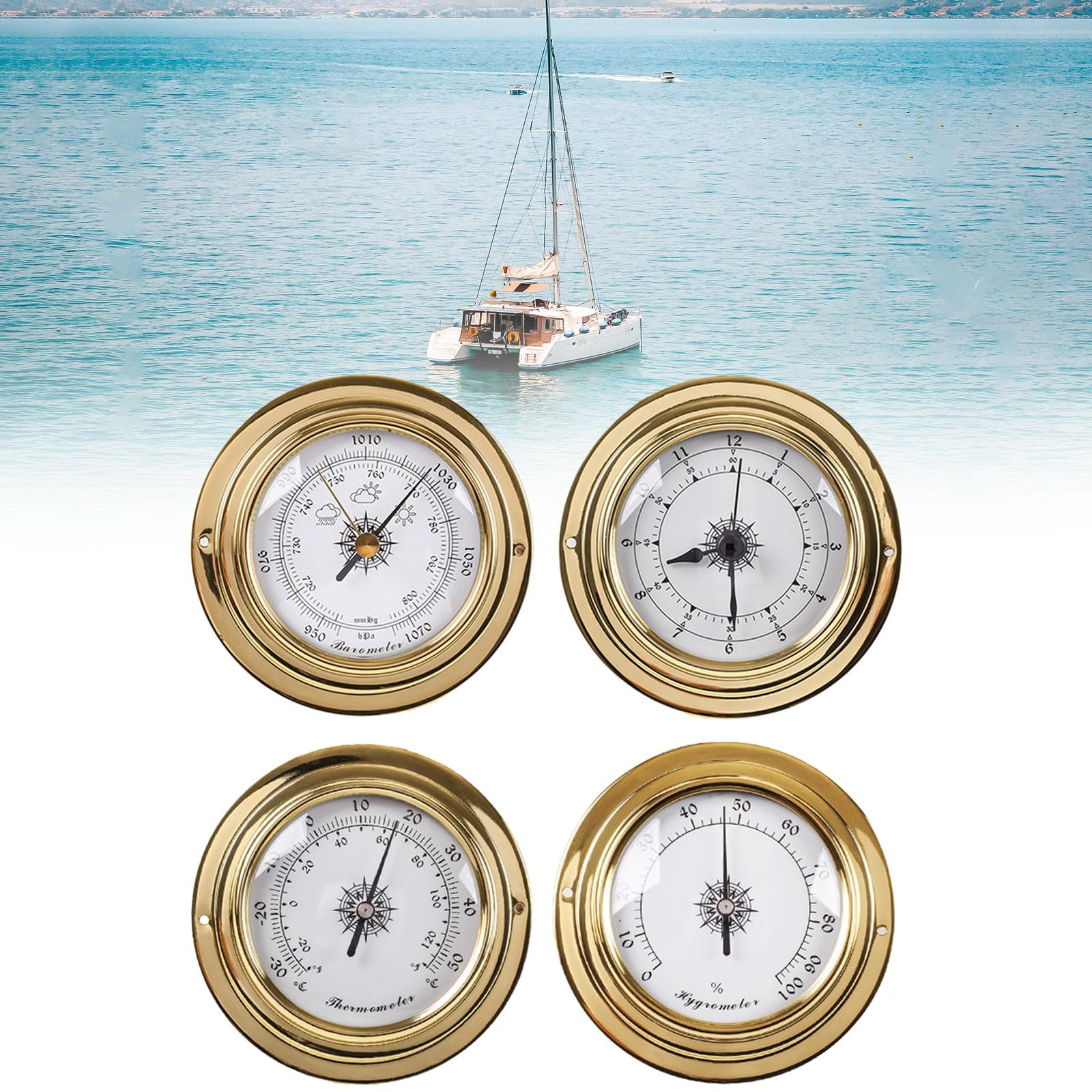 4Pcs Barometers Clock Meter Thermometer Hygrometer for Barn Yachting