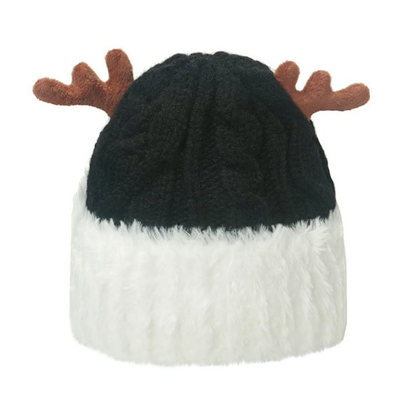 Clearance!Bpxiofoy Christmas Hats Christmas Beanie Winter Hat Winter Warm Knitted Plain Dyed Colorful Hat Letter Charm Custom Knit Hat for Women Christmas Gifts Black M