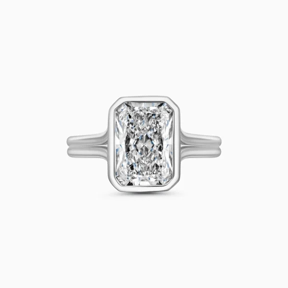 Spot Jewelry 14K White Gold Plated Wedding Ring - 2.3 Ct Radiant Cut Engagement Ring - Bezel Set Anniversary Ring for Women's - Solitaire Daily Wear Moissanite Ring - Party Wear Moissanite Ring