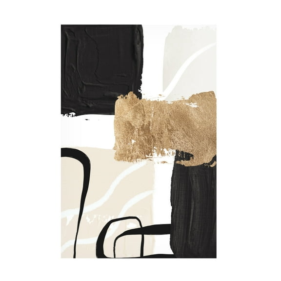 Trademark Fine Art Sally Ann Moss Abstract Black and Gold 4 Canvas Wall Art