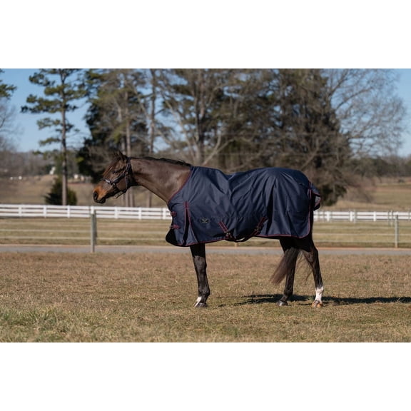 TuffRider Ripstop Standard Neck LightWeight Turnout Blanket with 100 GSM Fill-Navy-69