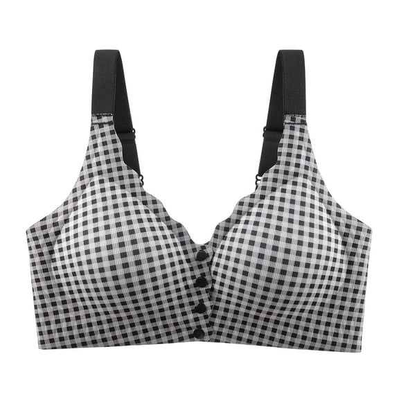Aofany Plus Size Front Closure Bra Wireless Full Coverage Support with Wide Straps Print Comfort Bras Everyday Bras for Women, 36B/C-44B/C