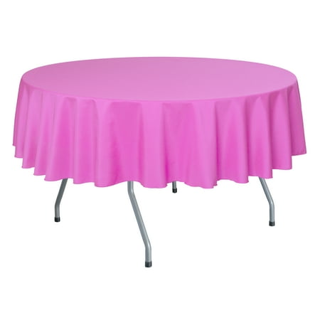 

Ultimate Textile (2 Pack) 84-Inch Round Polyester Linen Tablecloth - for Wedding Restaurant or Banquet use Neon Pink