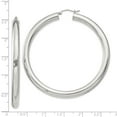 thumbnail image 4 of 925 Sterling Silver Women's Anti-Tarnish Coating Classic Tube 5mm Round Hoop Earrings | 60mm, 4 of 4