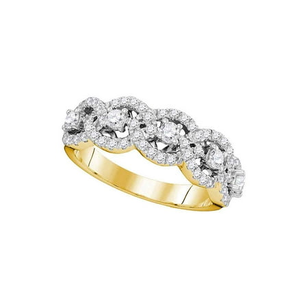 14kt Yellow Gold Womens Round Pave-set Diamond Linked Circle Band 1.00 Cttw