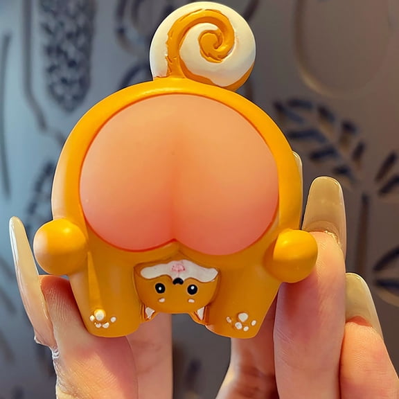 Squeezable Decompression Butt Ornament, Soft Silicone Stress Relief Toy, Non-Toxic Resin Dashboard Decor, Cute Quirky Healing Figurine for Car Interior Home Office Desktop Decoration Gift