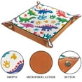 thumbnail image 3 of Women Girls Leather Square Dish Trinket Plate Jewelry Tray for Mothers Day Birthday Gift, Colorful Dinosaurs Footprint Pattern, 3 of 6