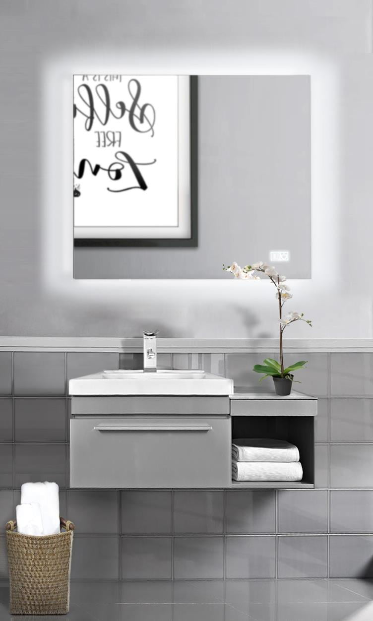 Led Lighted Bathroom Wall Mirror Silver 35 X 27 By Naomi Home